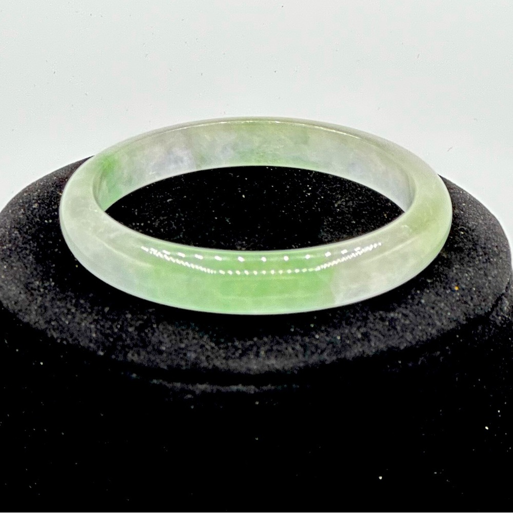 Natural Jade Bangle, Thailand Burma, Neiman Marcus 56.5 mm